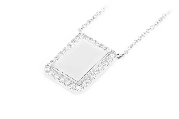 0.15CTW Rectangle Diamond Border Necklace Pendant