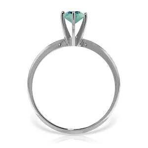 0.65 Carat 14K Solid White Gold Solitaire Ring Natural Blue Topaz