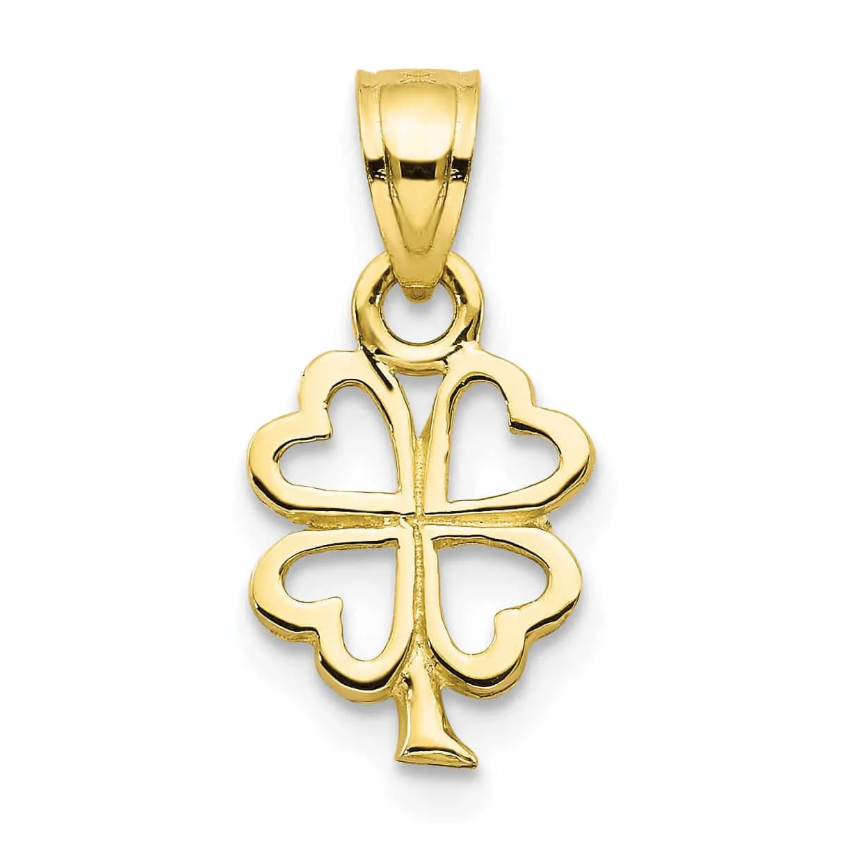 10k Yellow Gold Polish Four Leaf Clover Pendant