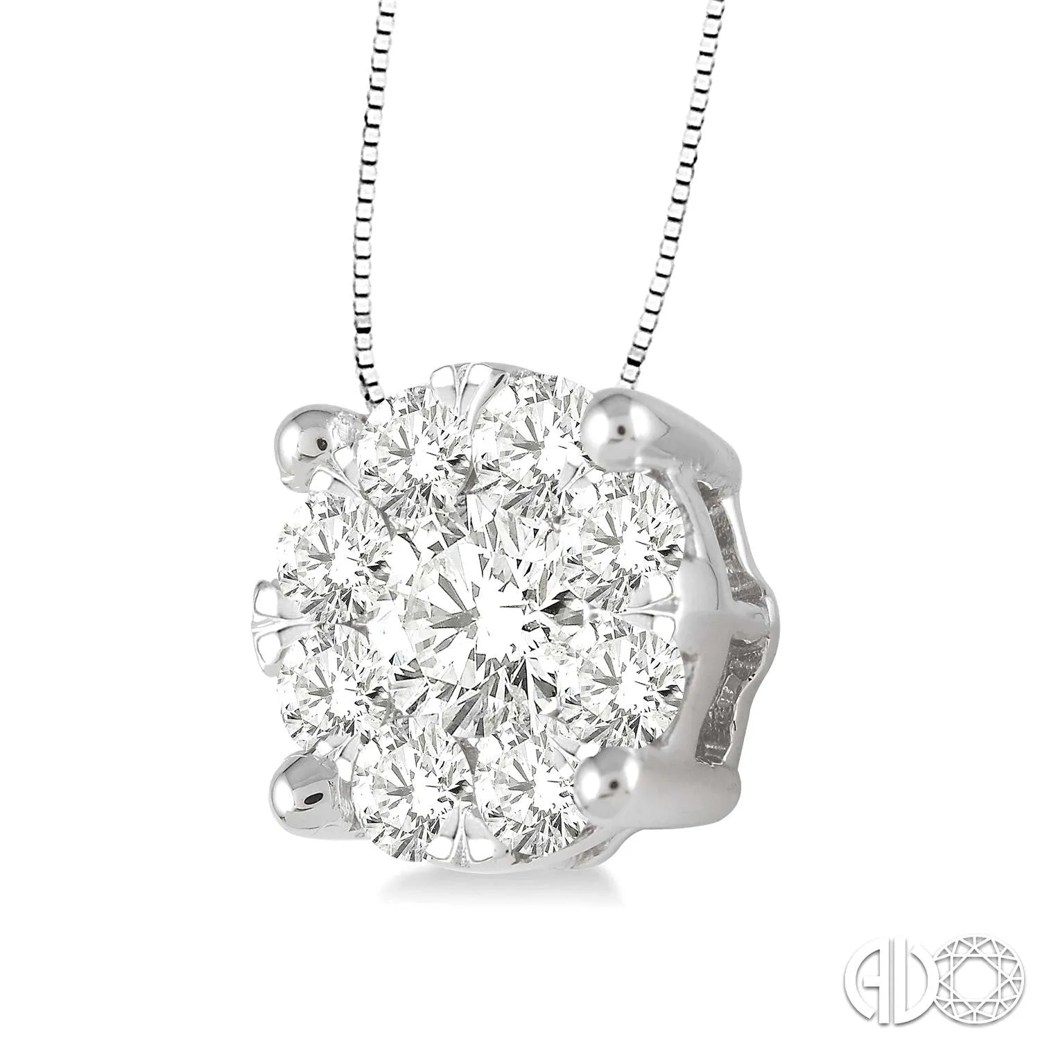 14k Diamond Illusion Cluster Pendant