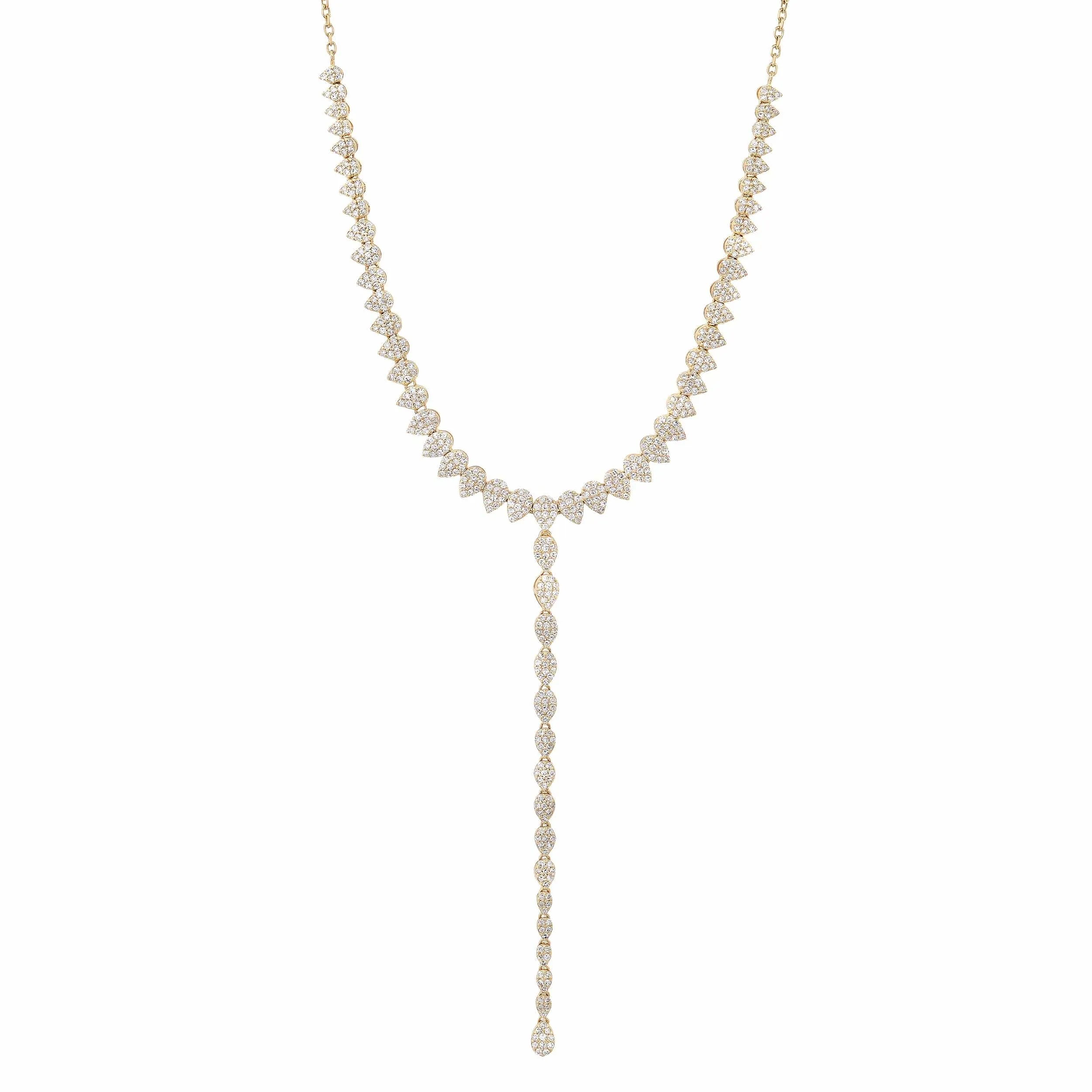 14K Gold Pear Micro-Pave Diamond Y Necklace