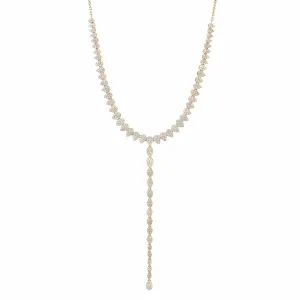 14K Gold Pear Micro-Pave Diamond Y Necklace