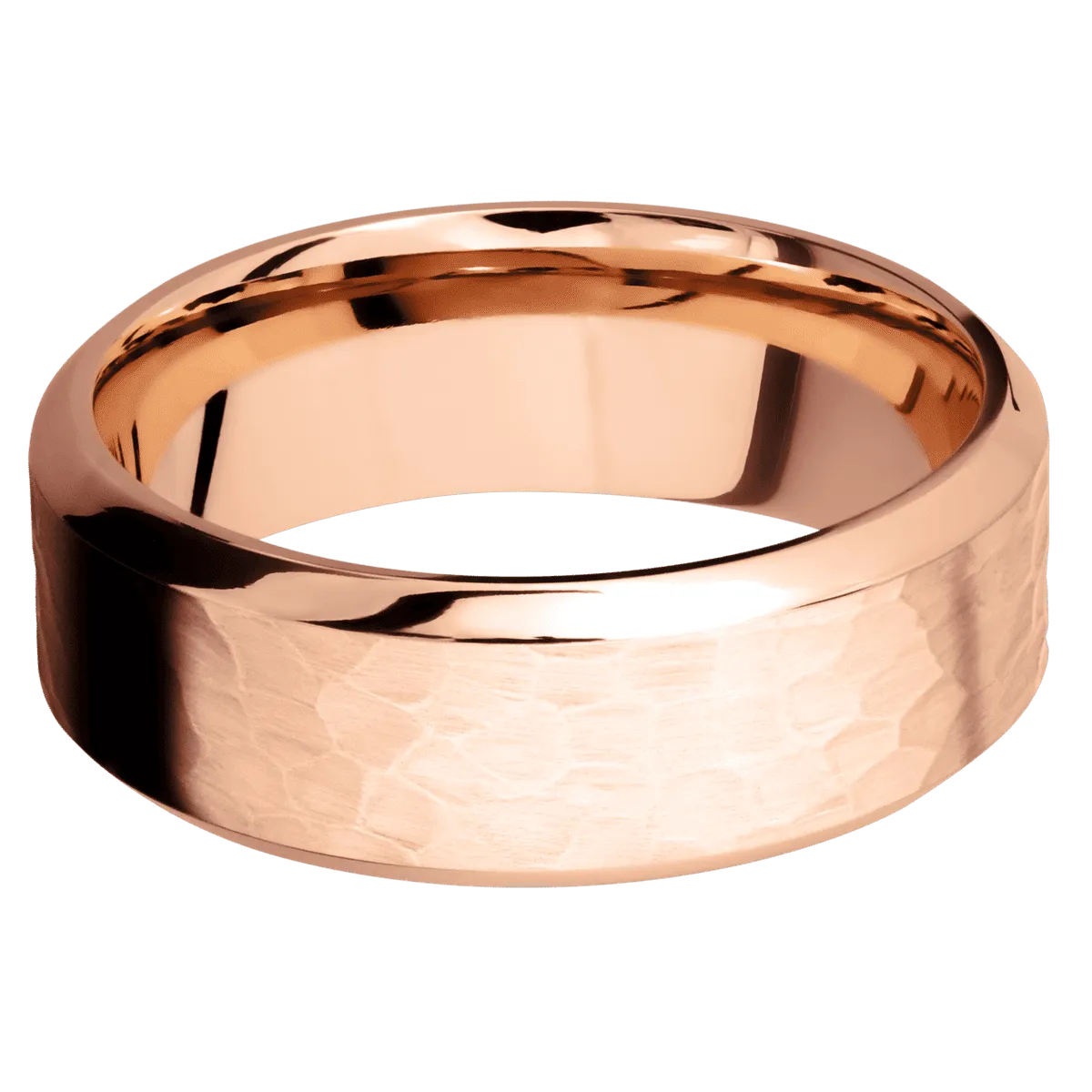 14K Rose Gold with Hammer , Polish Finish