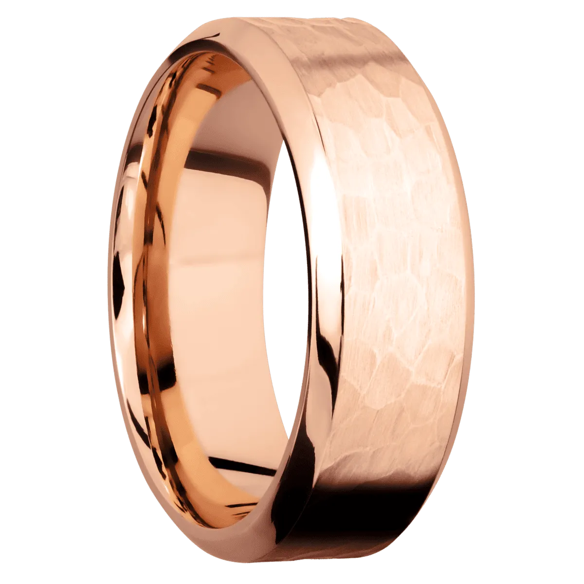 14K Rose Gold with Hammer , Polish Finish