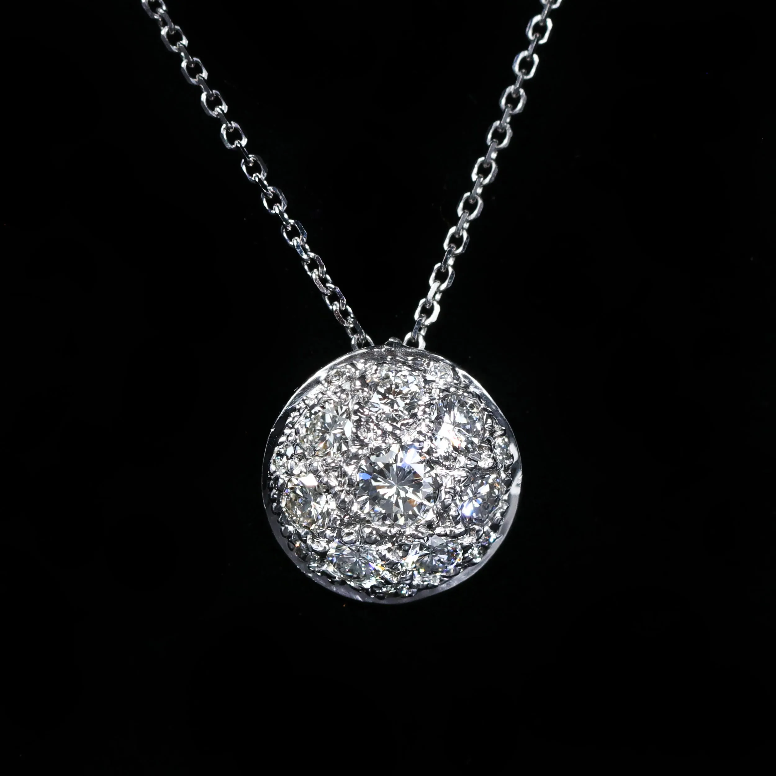 14K White Gold 0.75 CTW Diamond Cluster Pendant