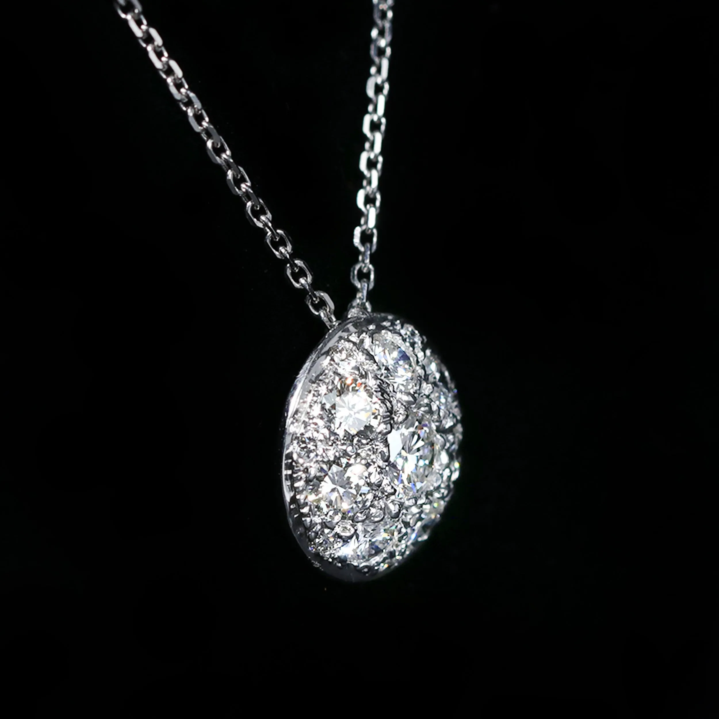 14K White Gold 0.75 CTW Diamond Cluster Pendant