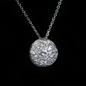 14K White Gold 0.75 CTW Diamond Cluster Pendant