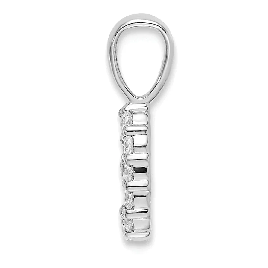 14k White Gold Polished Finish with Diamonds Number 9 Pendant