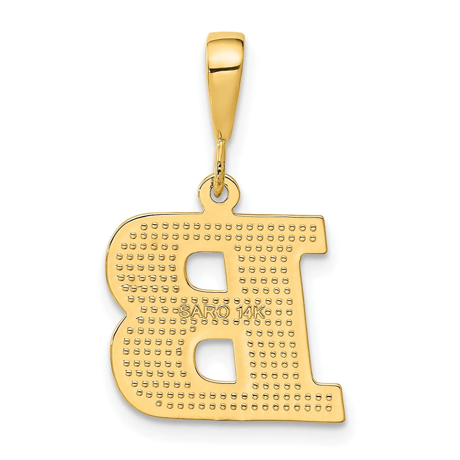 14k Yellow Gold Polished Texture Finish Letter B Initial Charm Pendant