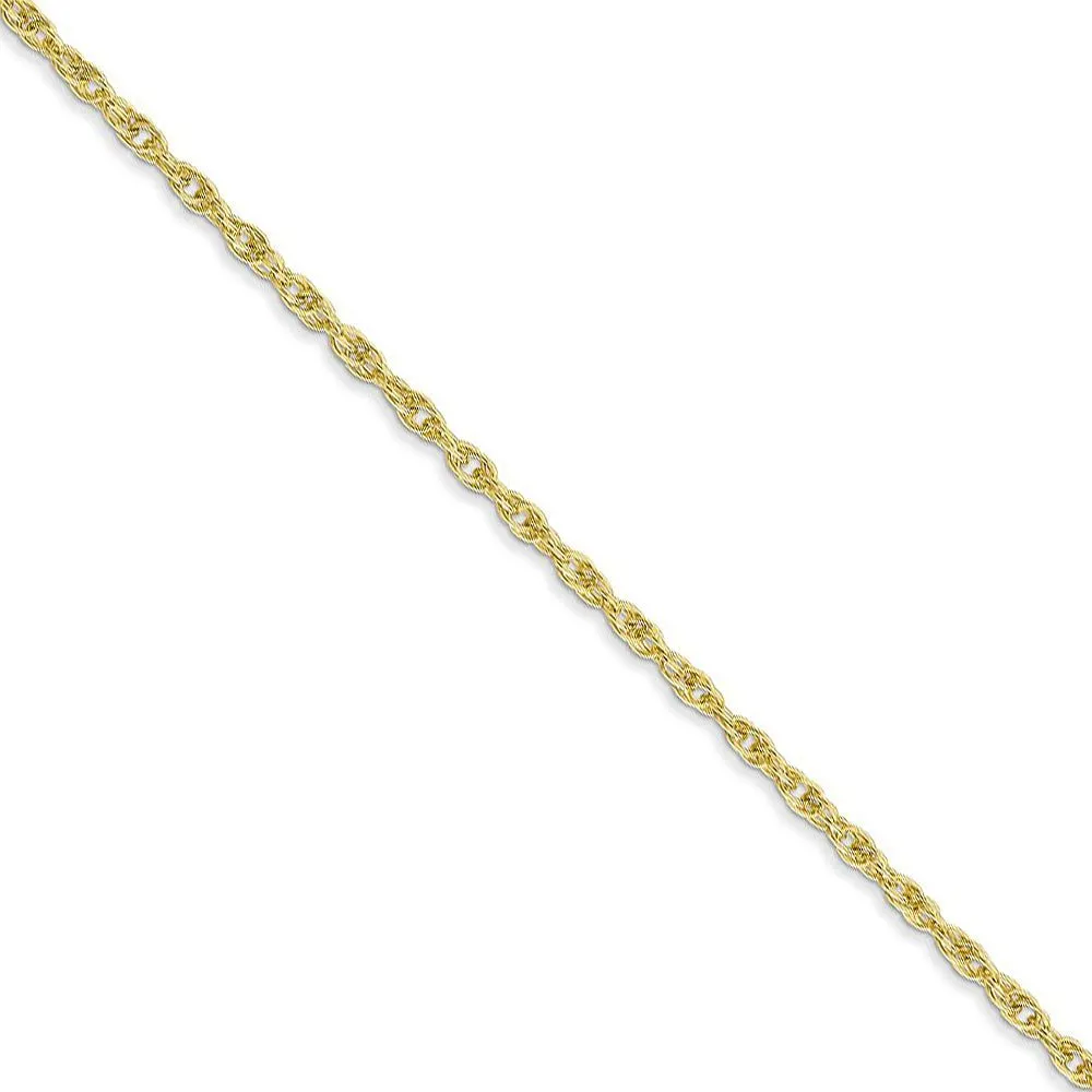 1.5mm 10K Yellow Gold Solid Cable Rope Chain Necklace