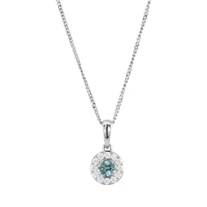 18ct White Gold 0.23ct Aquamarine And 0.13ct Diamond Cluster Pendant Only