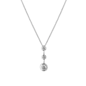 18ct White Gold 0.50ct Round Brilliant Cut Diamond Set Bar Pendant Only