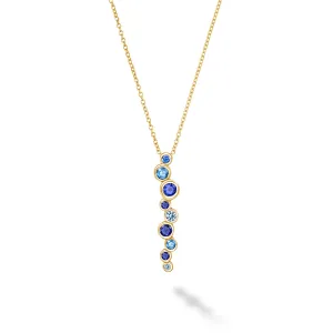 18k Sapphire & Aquamarine Long Cascade Pendant