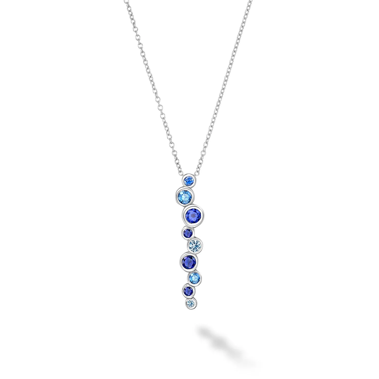 18k Sapphire & Aquamarine Long Cascade Pendant