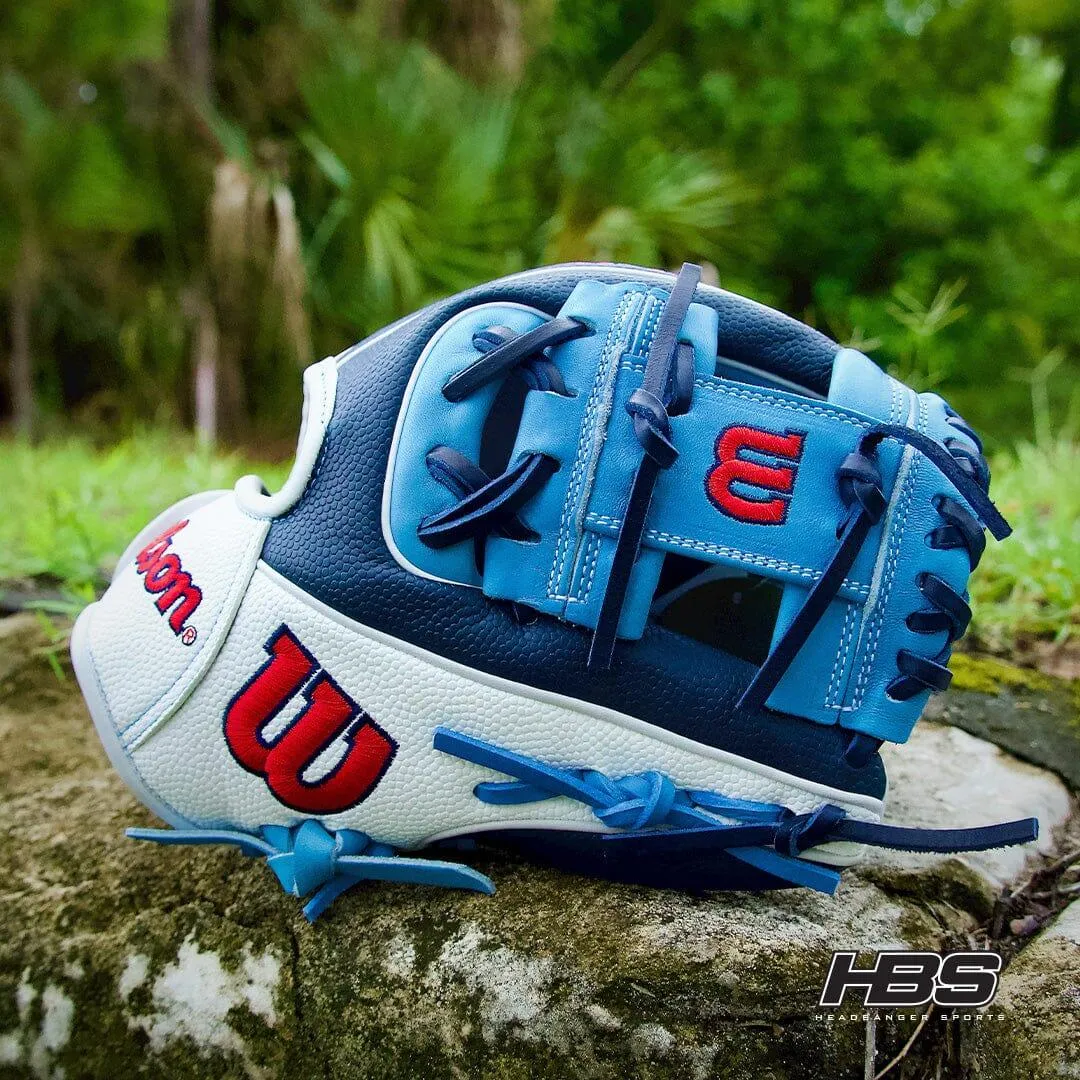 2024 Wilson A2000 SuperSkin PF88 11.25" Infield Baseball Glove: Navy / Sky Blue / White