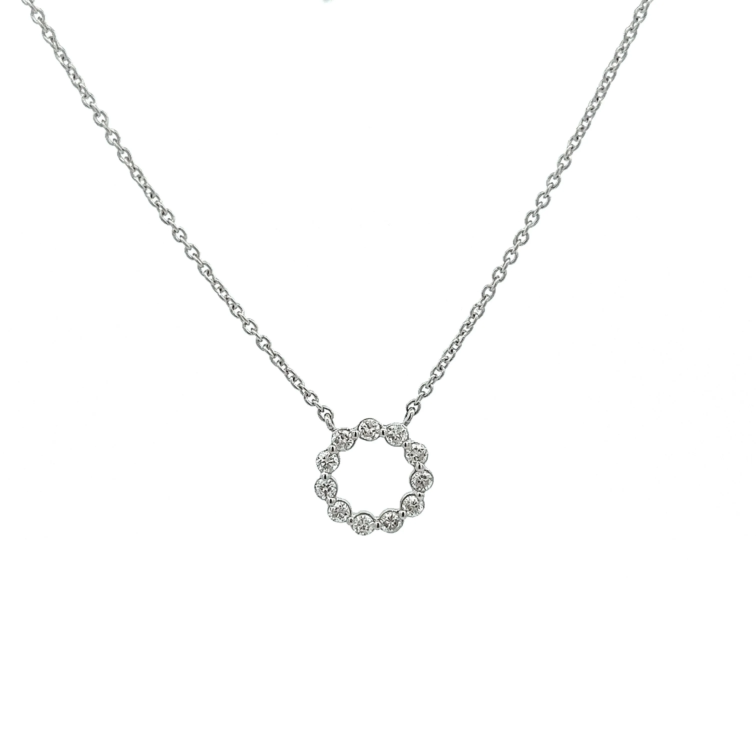 .25ct 14k White Gold Diamond Circle Pendant