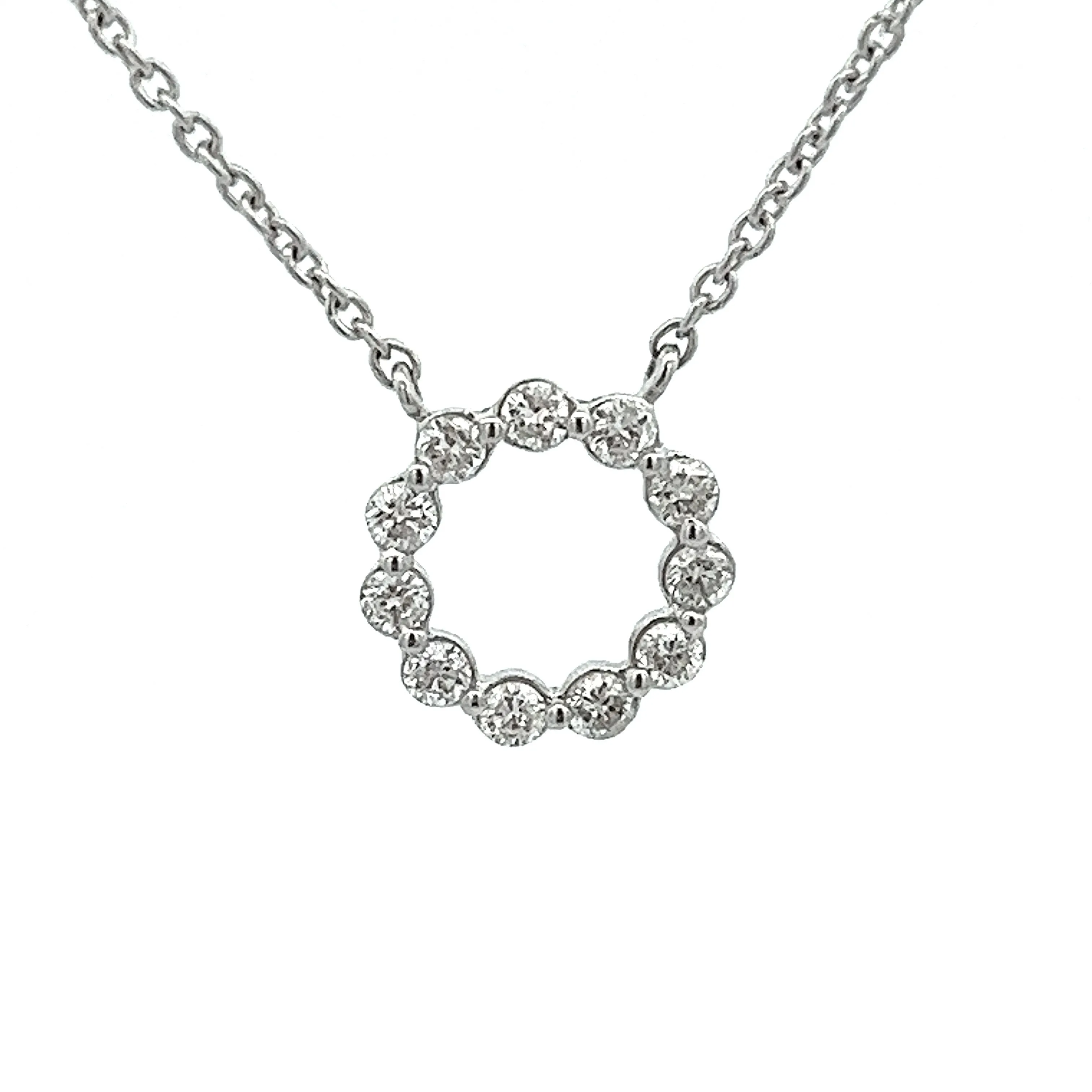 .25ct 14k White Gold Diamond Circle Pendant