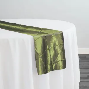 4" Pintuck Taffeta Table Runner in Olive 056