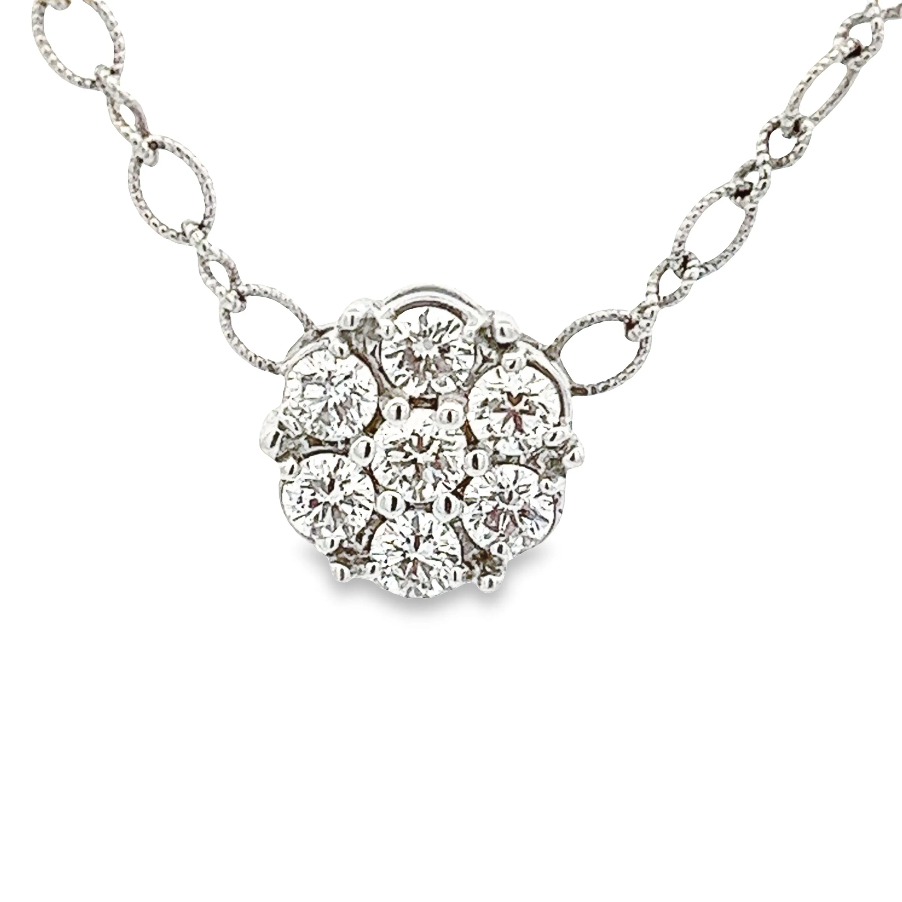 .90ct 18k White Gold Diamond Cluster Pendant