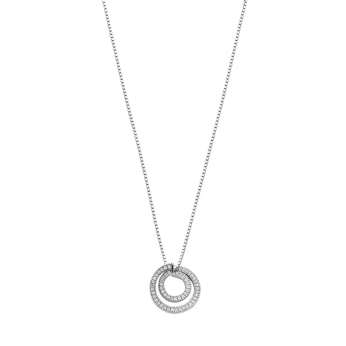 9ct White Gold 0.31ct Diamond Organic Circle Necklace