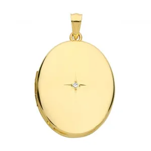 9ct Yellow Gold Oval Diamond Locket PN1086D