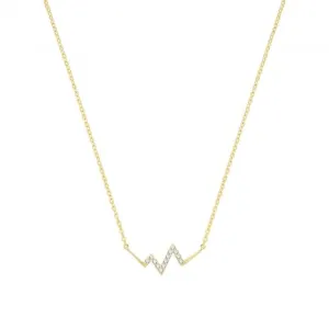 9ct Yellow Gold Zirconia Small Heartbeat Necklet NK391