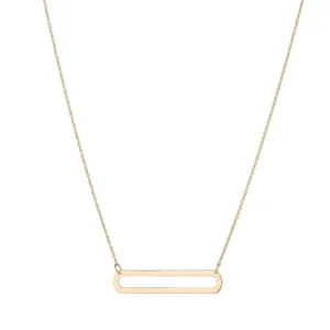 9kt Gold Large Open Rectangle Pendant Necklace