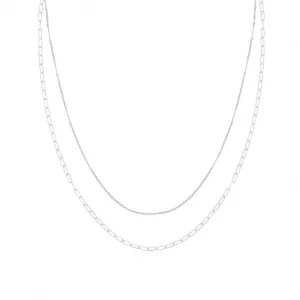 Acotis Silver Necklace Rhodium Plated Multichain G3406rh