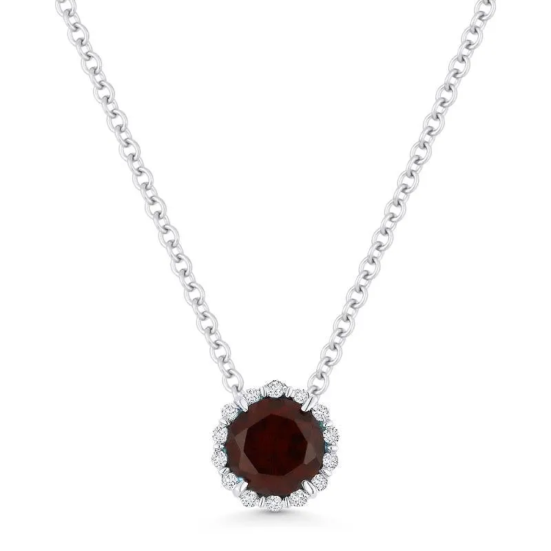 ADD A CHARM HALO STYLE GARNET AND DIAMOND NECKLACE