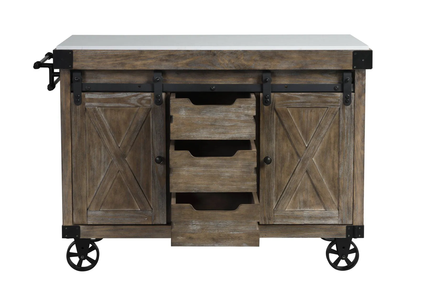 Alforvott - Weathered Kitchen Island - Gray / Marble