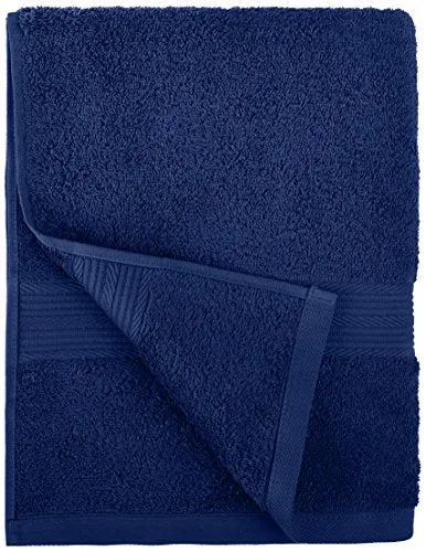 Amazon Basics 6-Piece Fade Resistant Bath, Hand and Washcloth Towel Set - Cotton, Navy Blue, 14.25" L x 10.85" W