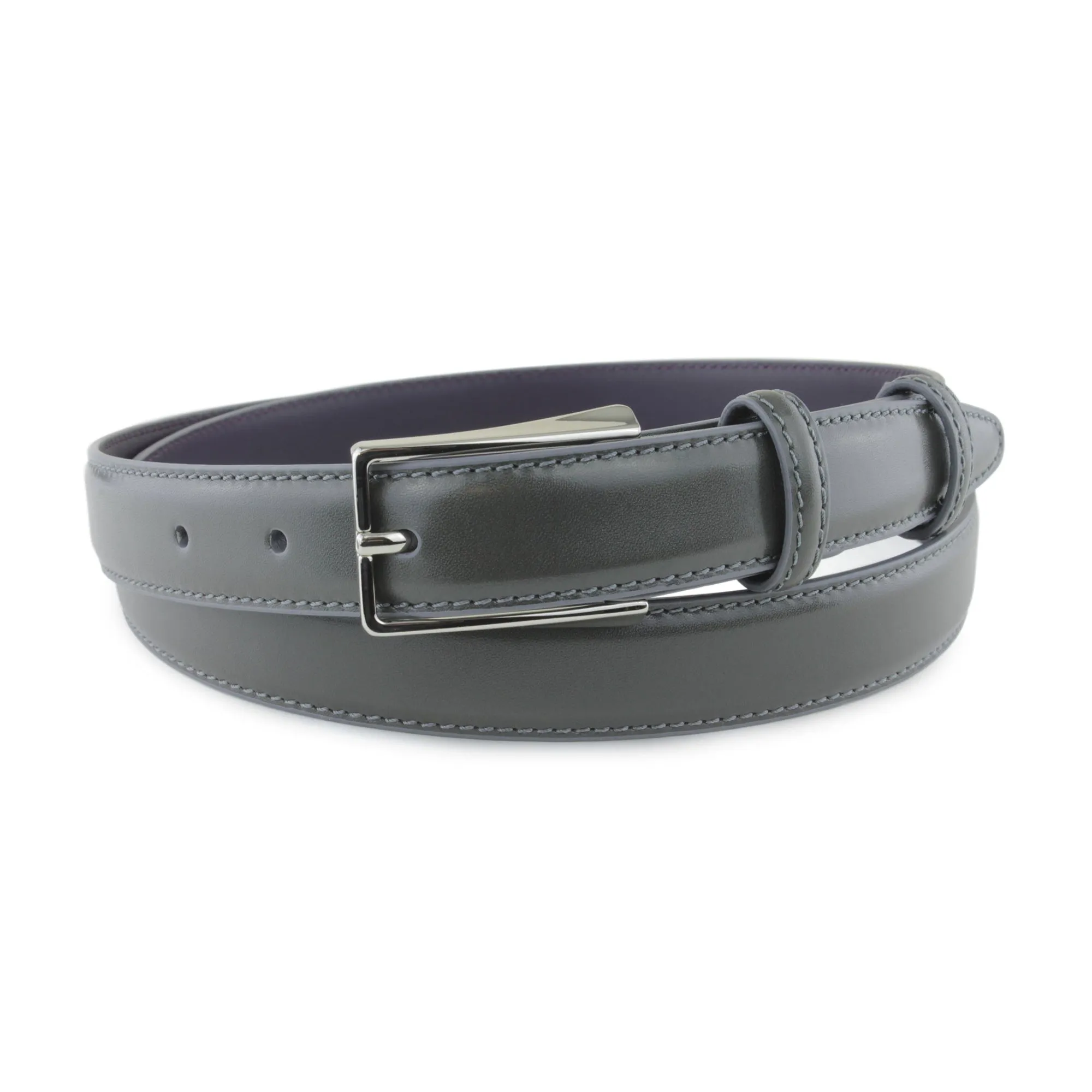 Anthracite Grey Box Calf Skinny Belt