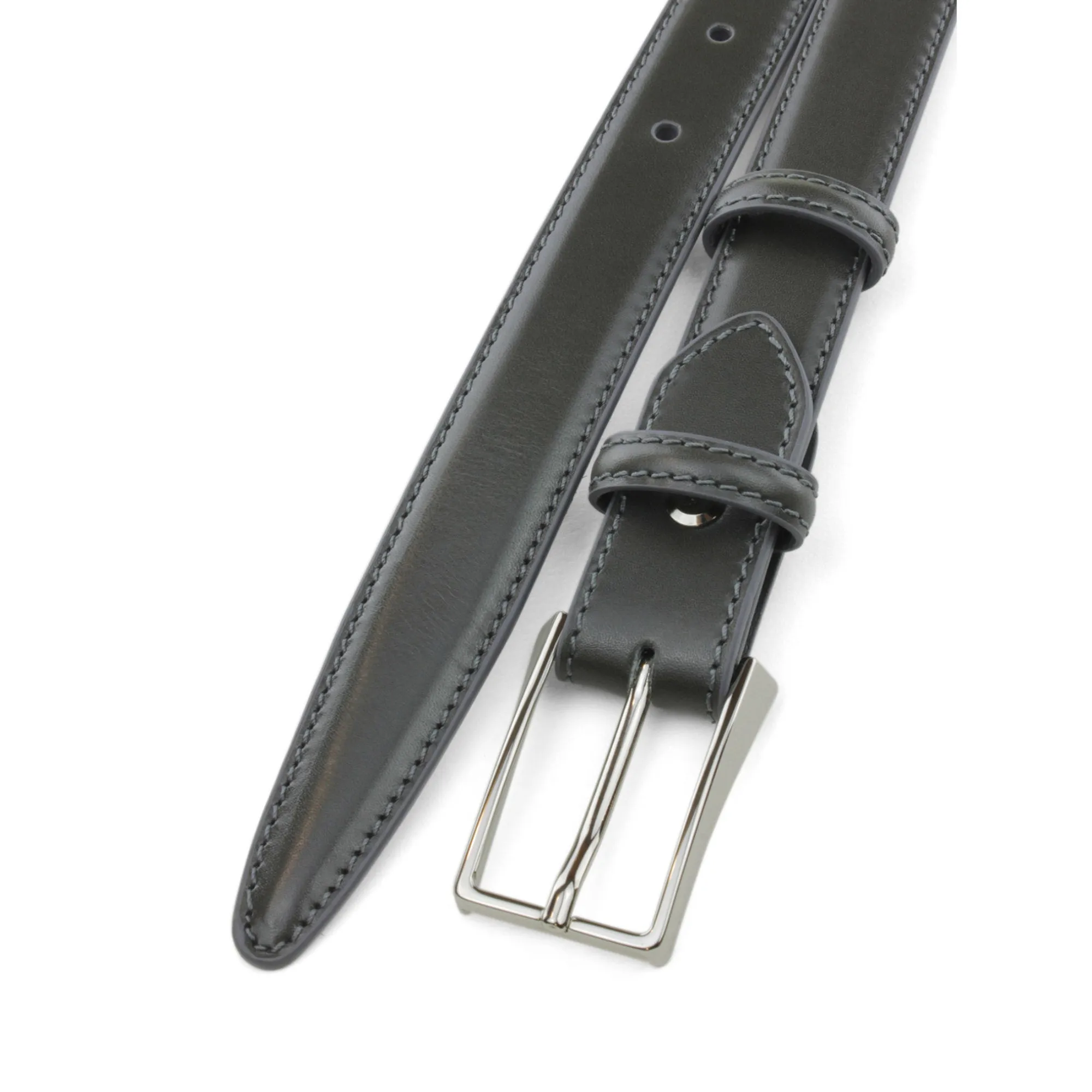 Anthracite Grey Box Calf Skinny Belt