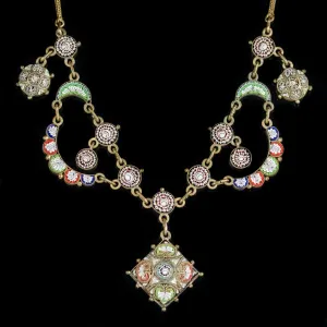 Antique Victorian Micro Mosaic Necklace Circa 1880