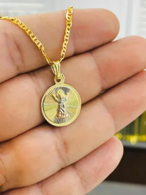 Baby Jesus Necklace Pendant Mariner Chain Divino Nino Charm 14K Gold Filled Women Men