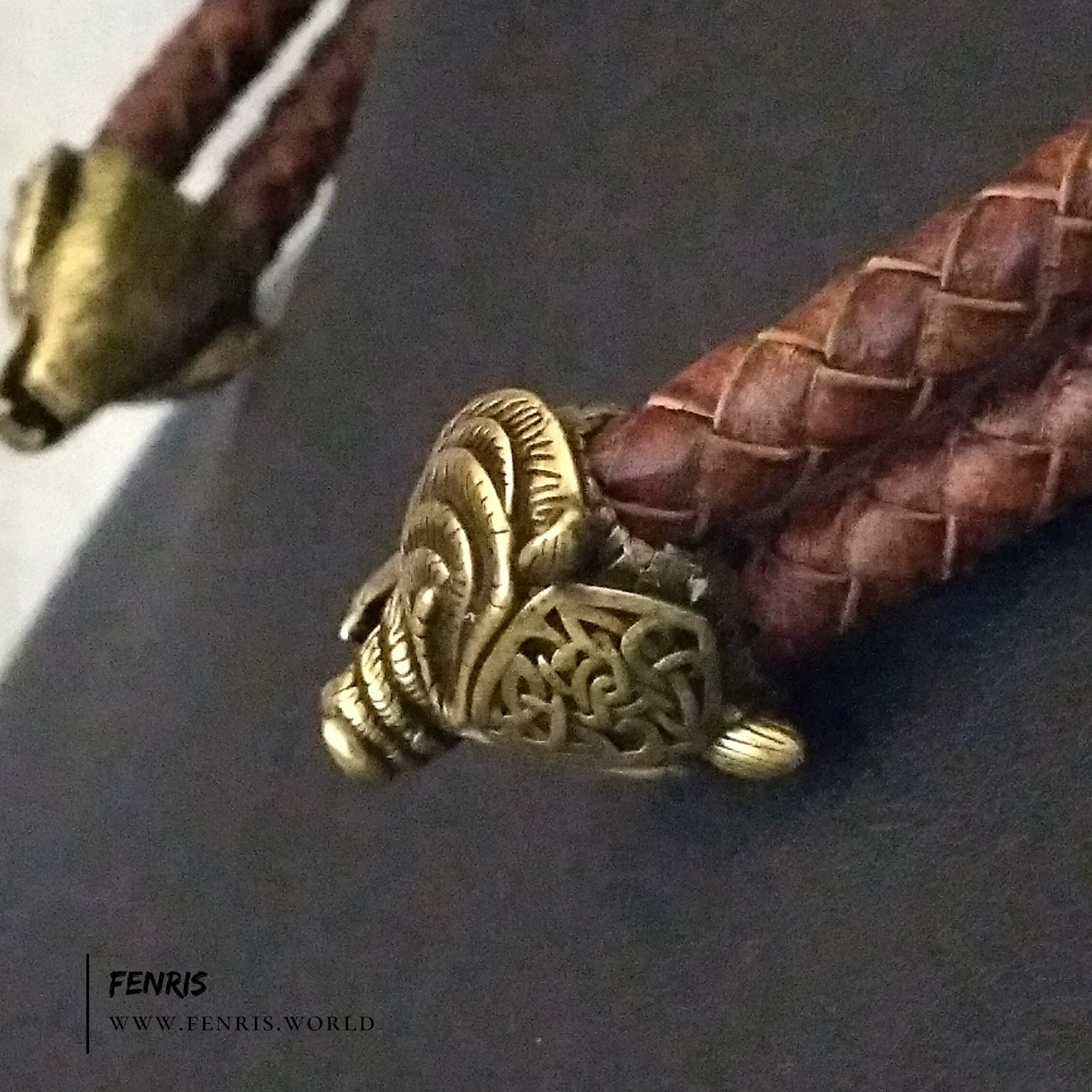 Bear Torc Bronze Brown Leather Double Band | Fenris