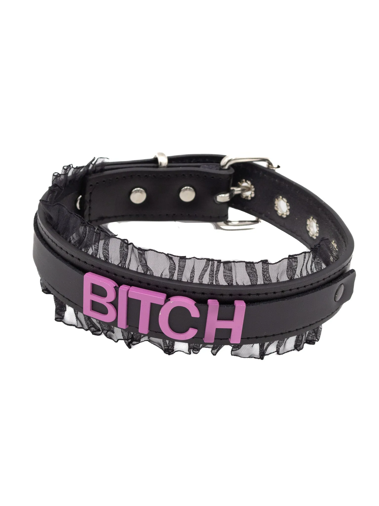 Bitch Ruffle Choker- Pink