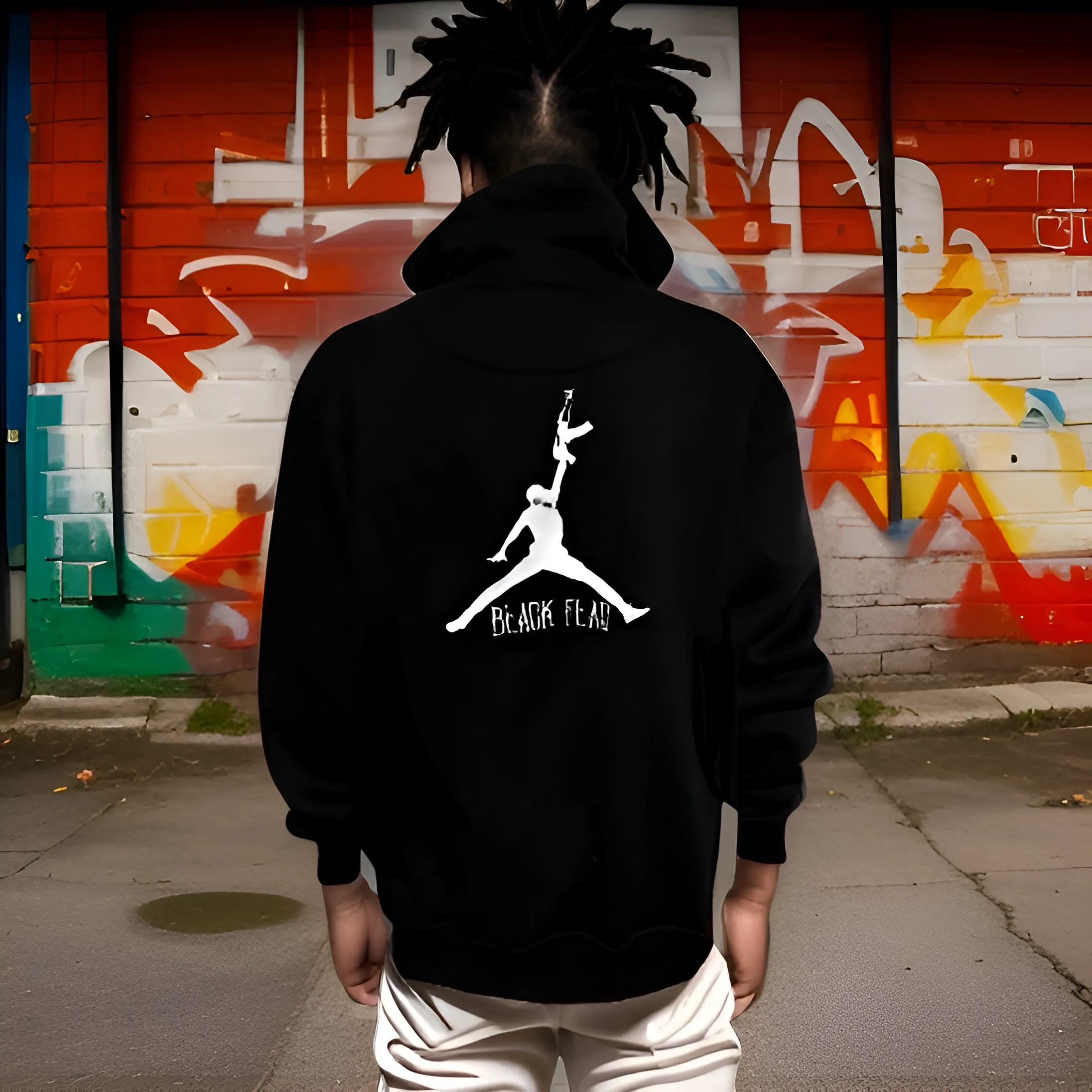 ^BLACK FLAG^ (BLACK) ~AIR JORDAN DRACO STRAPPED~ PULLOVER HOODIES (EMBROIDERED LOGOS)