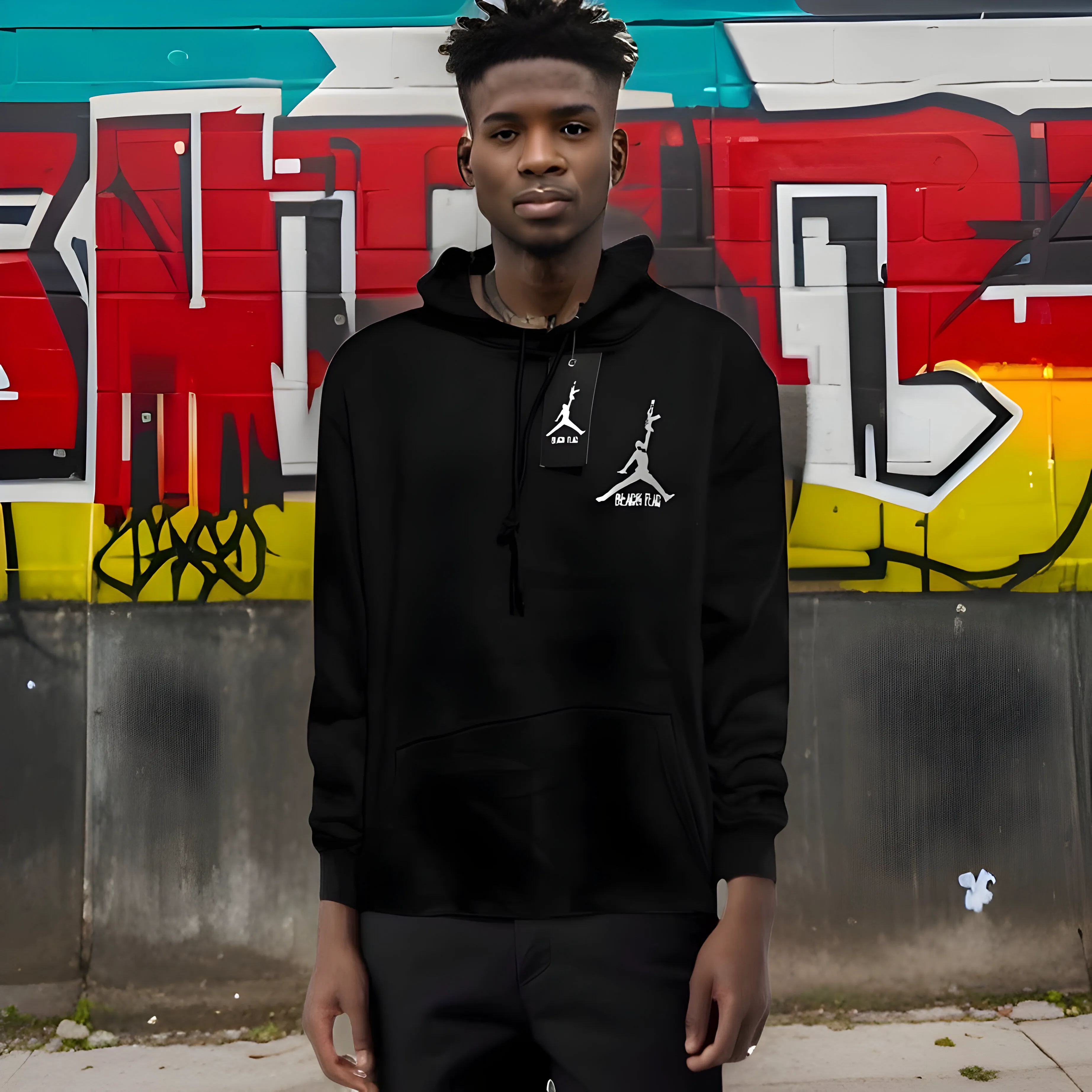 ^BLACK FLAG^ (BLACK) ~AIR JORDAN DRACO STRAPPED~ PULLOVER HOODIES (EMBROIDERED LOGOS)