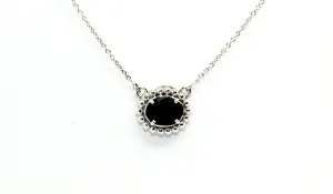 Blue Sapphire Prong Necklace 14k/18k White Gold