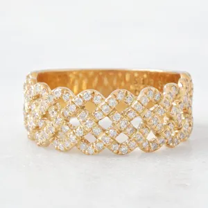 Braided Wide Diamond Anniversary Band