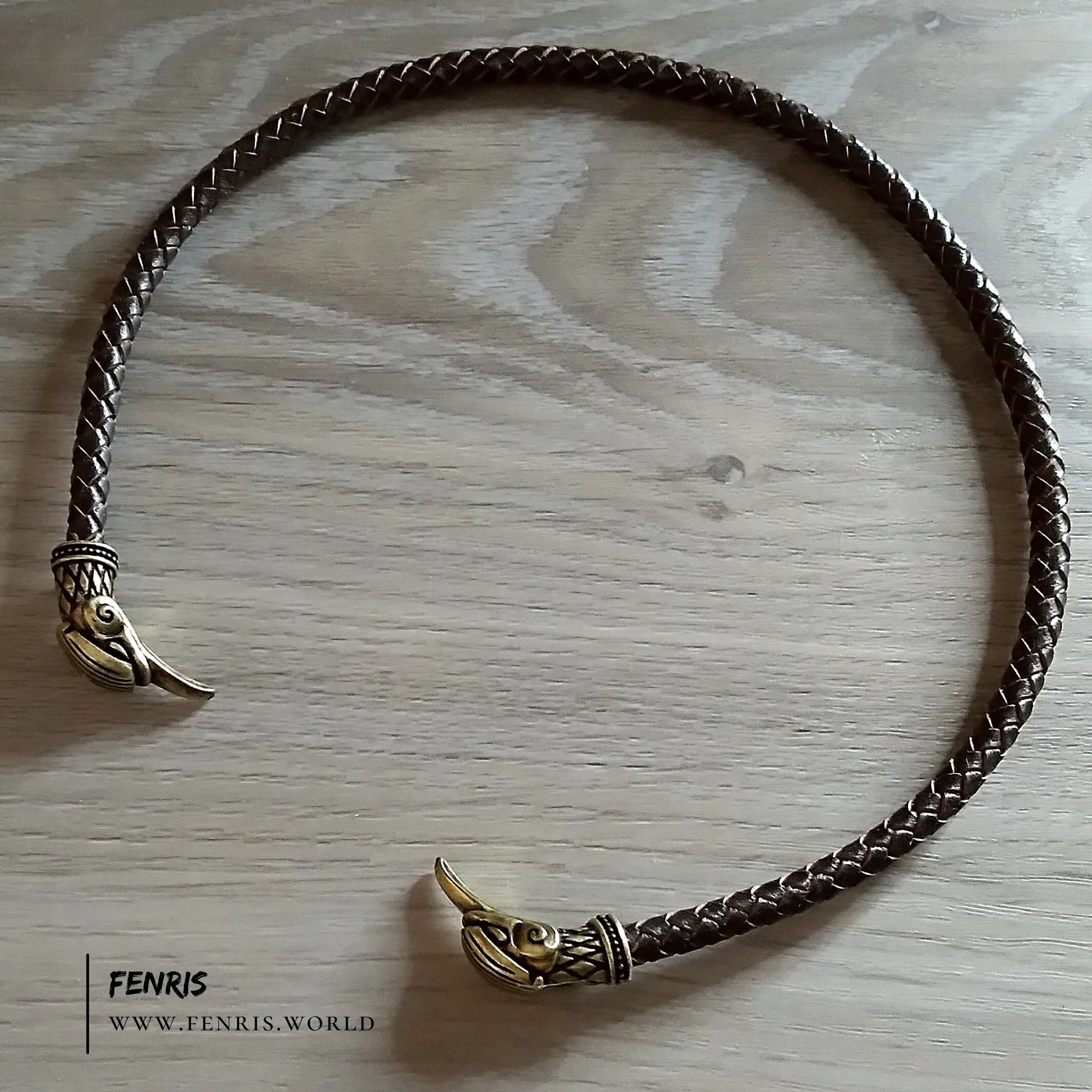 Bronze Raven Torc Brown Leather | Fenris