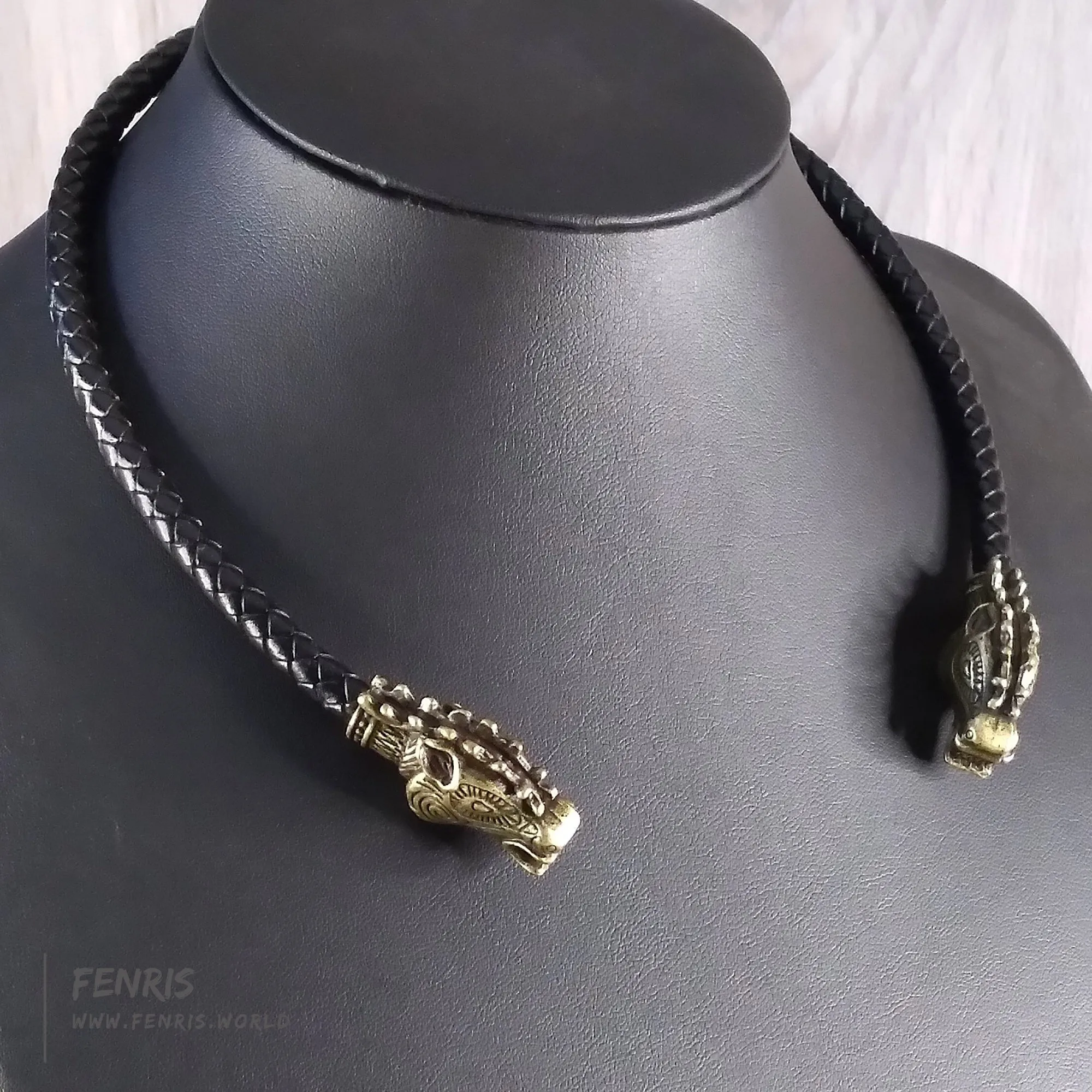 Bronze Torc Stag Black Leather | Fenris