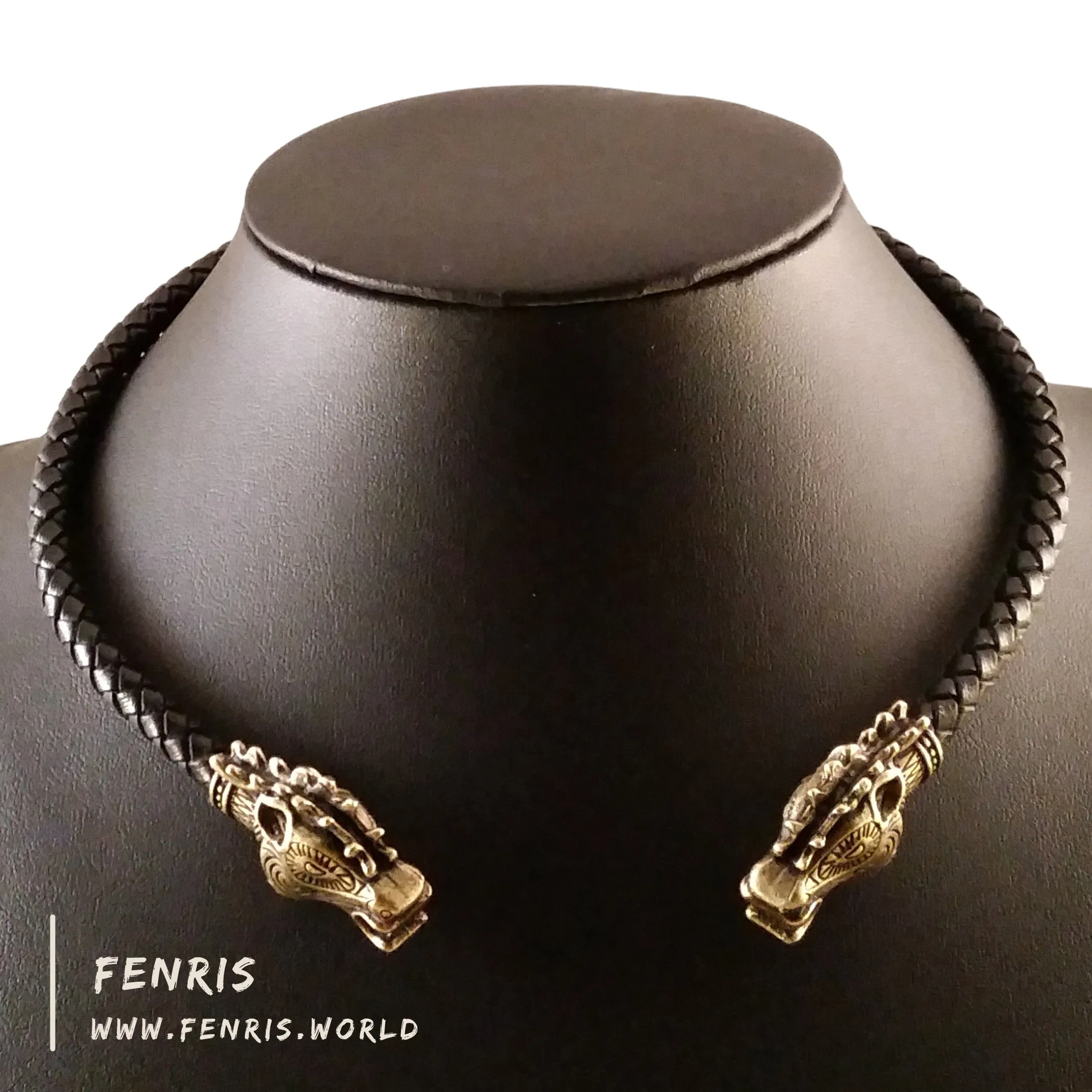 Bronze Torc Stag Black Leather | Fenris