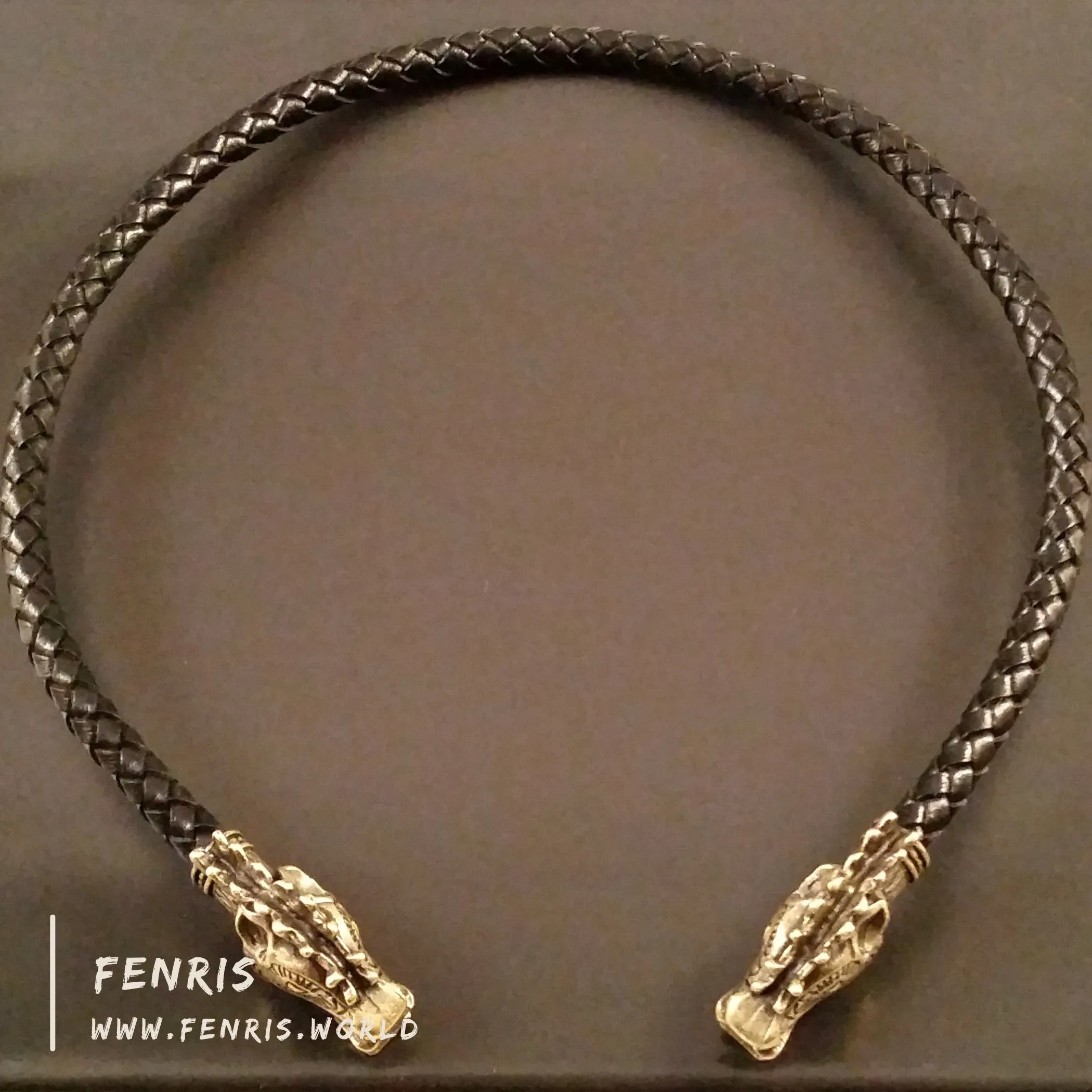 Bronze Torc Stag Black Leather | Fenris