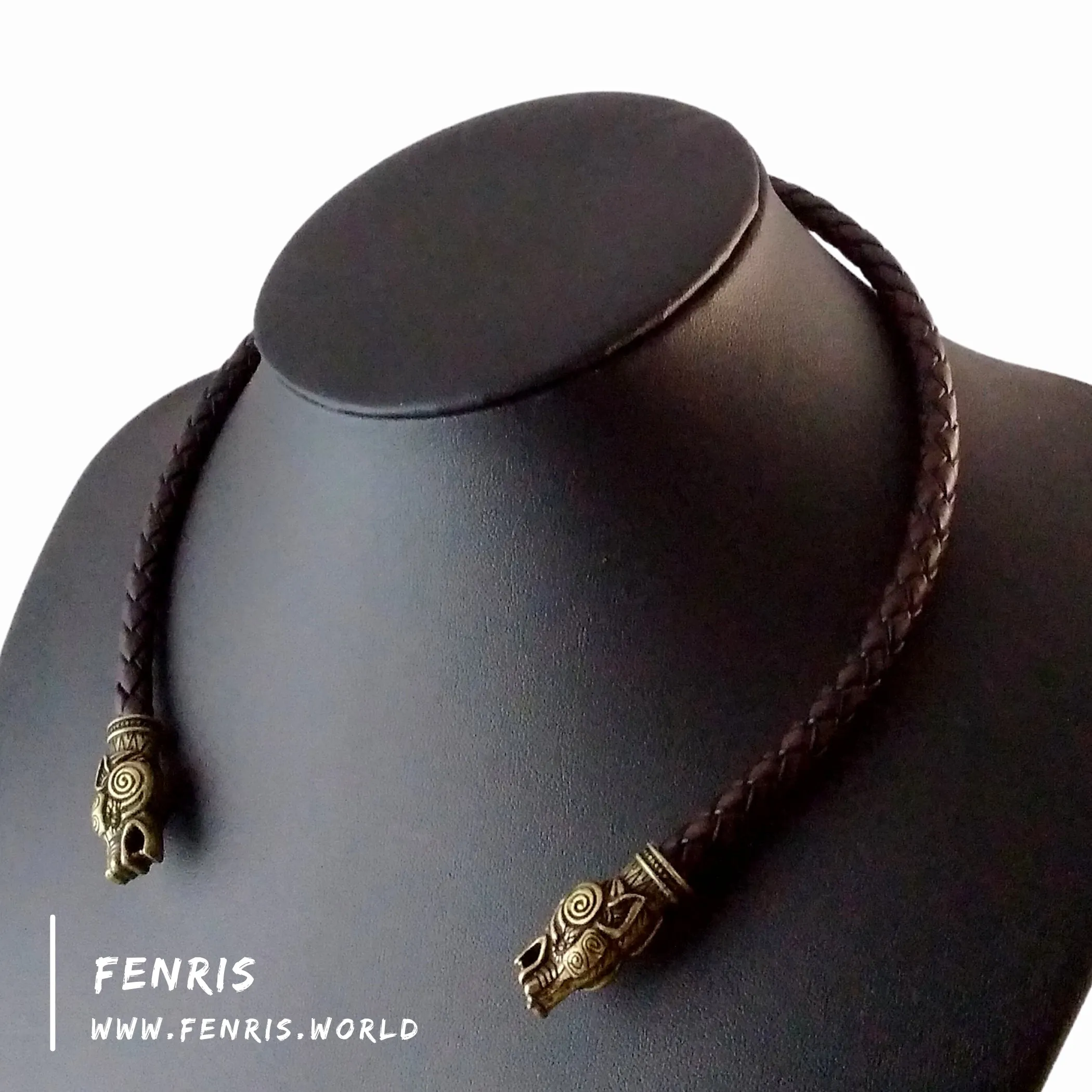 Bronze Torc Wolf Brown Leather | Fenris