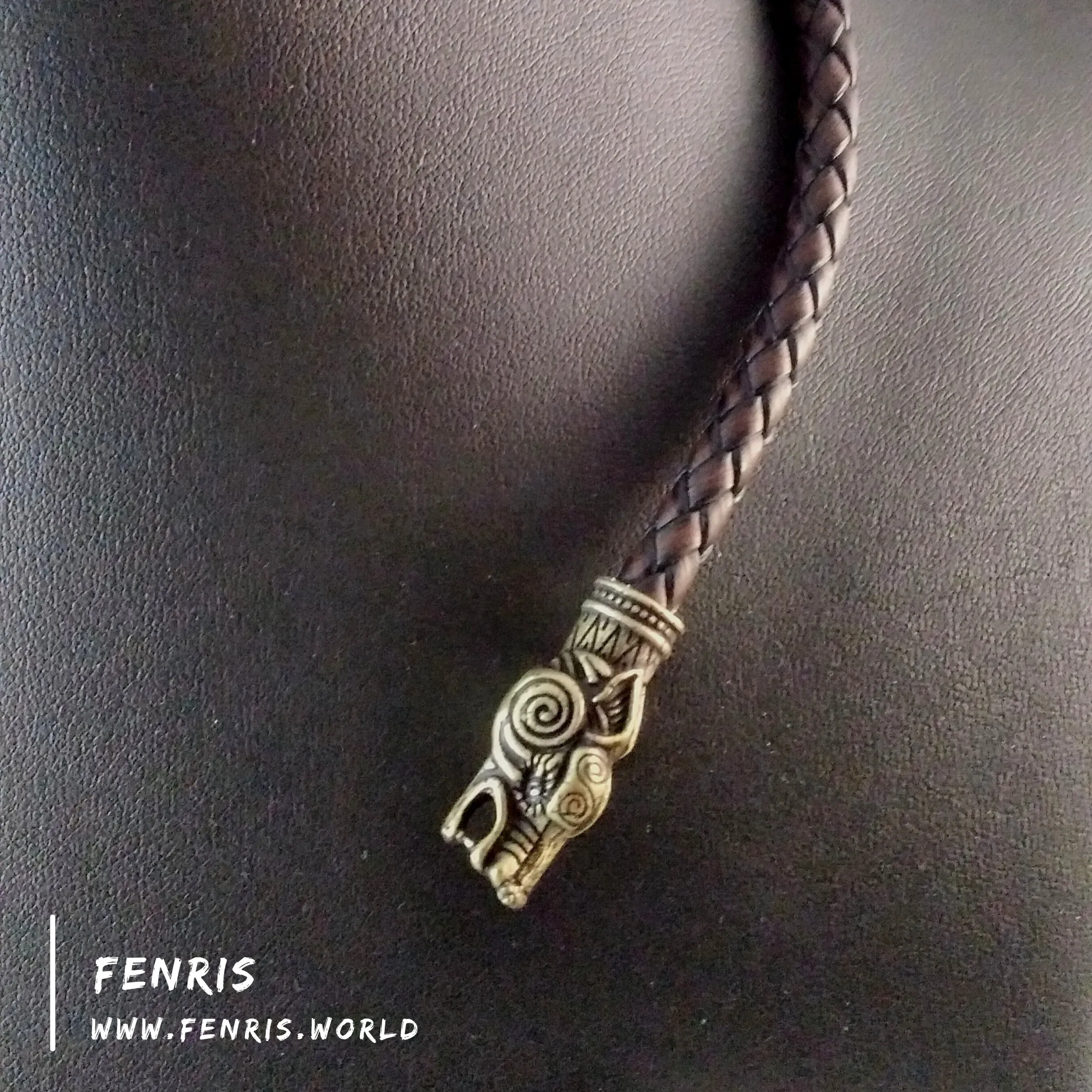 Bronze Torc Wolf Brown Leather | Fenris