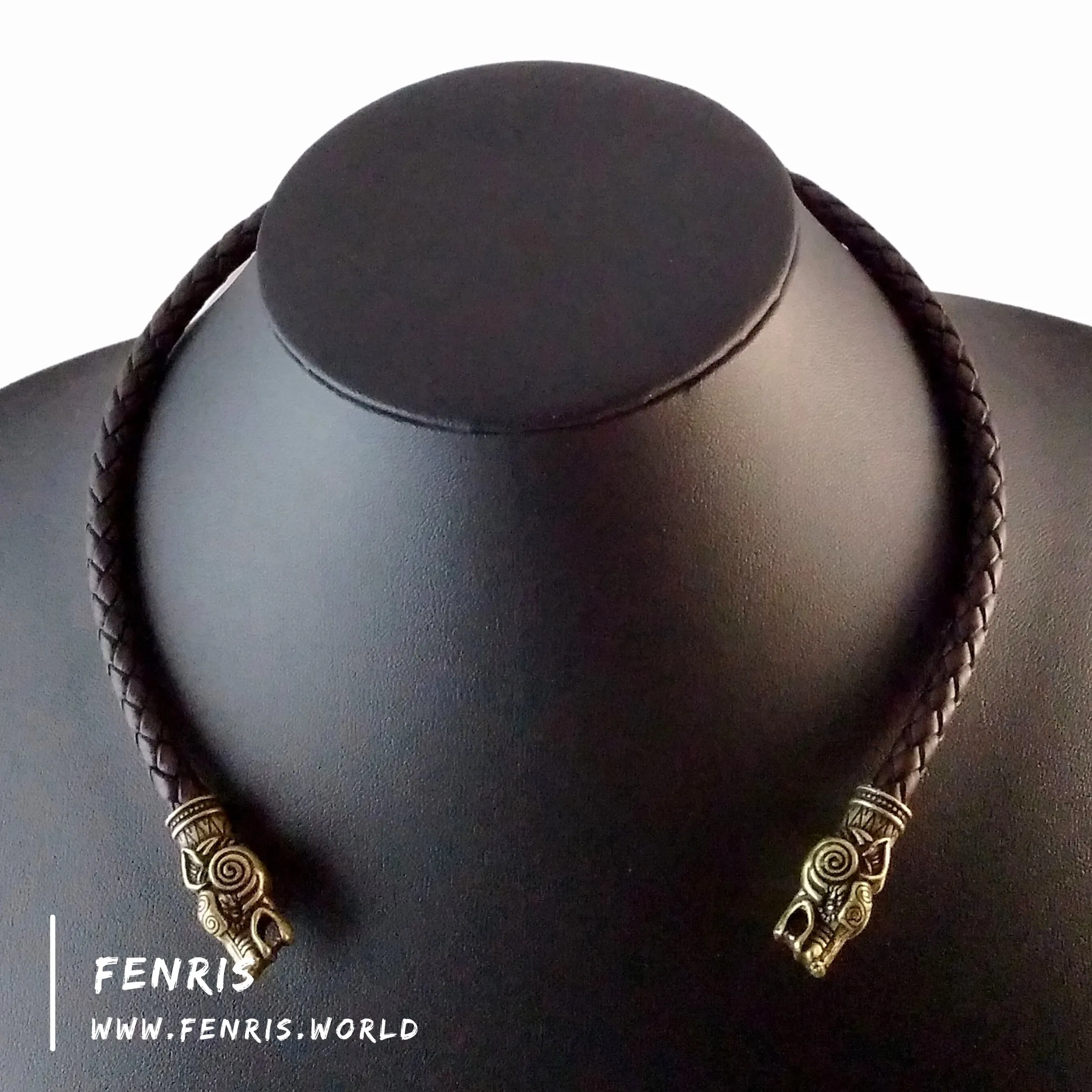 Bronze Torc Wolf Brown Leather | Fenris