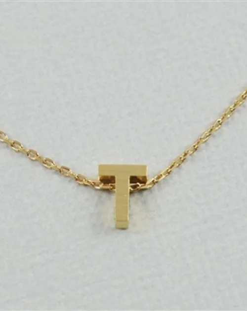 CAI Gold Block Letter initial Necklace