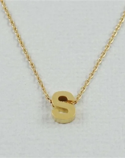 CAI Gold Block Letter initial Necklace